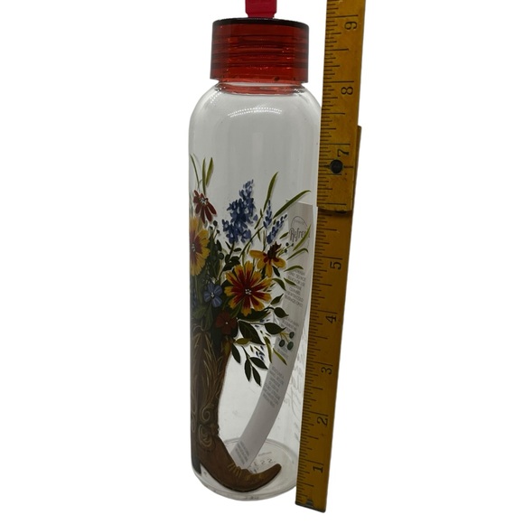 Cypress Refresh Home Western Floral Cowgirl Boot Glass Water Bottle 9" - Picture 7 of 9